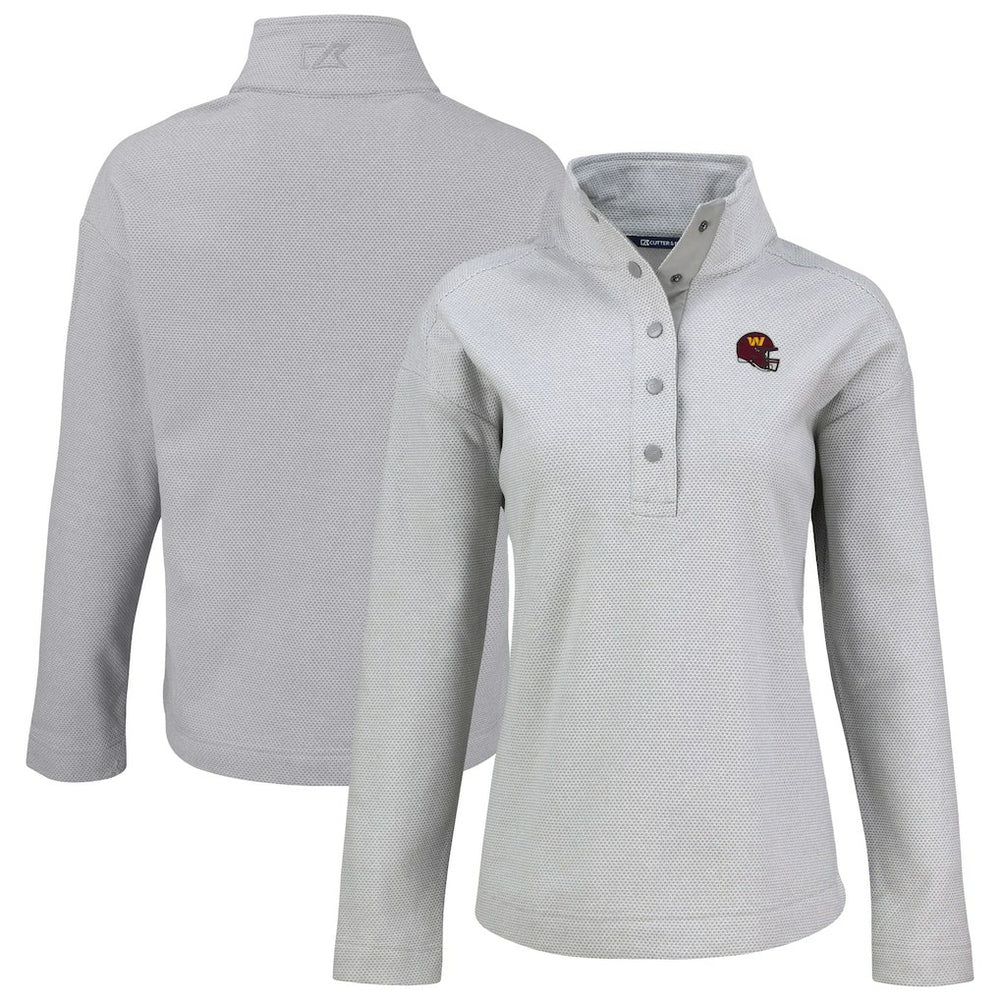 Washington Commanders Cutter & Buck Women's Hunts Point Eco Half-Snap Sweatshirt - Gray sale