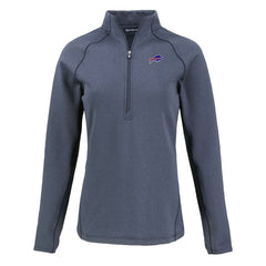 Buffalo Bills Cutter & Buck Women's Peshastin Eco Fleece Recycled Tri-Blend Raglan Half-Zip Jacket - Heather Navy sale