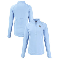 Carolina Panthers Cutter & Buck Women's Peshastin Eco Fleece Recycled Tri-Blend Raglan Half-Zip Jacket - Heather Light Blue sale