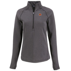 Cincinnati Bengals Cutter & Buck Women's Peshastin Eco Fleece Recycled Tri-Blend Raglan Half-Zip Jacket - Heather Black on sale
