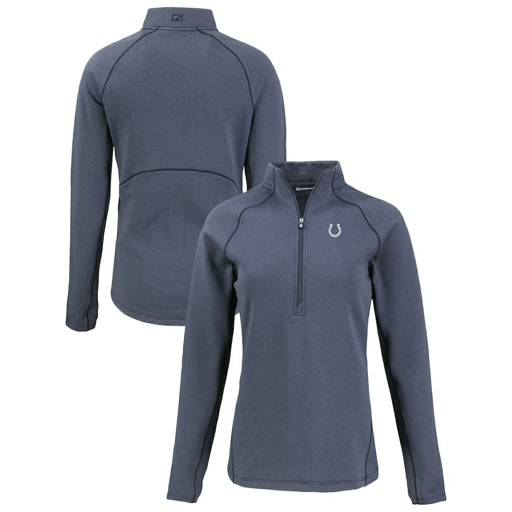 Indianapolis Colts Cutter & Buck Women's Peshastin Eco Fleece Recycled Tri-Blend Raglan Half-Zip Jacket - Heather Navy for sale