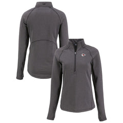 Kansas City Chiefs Cutter & Buck Women's Peshastin Eco Fleece Recycled Tri-Blend Raglan Half-Zip Jacket - Heather Black discount