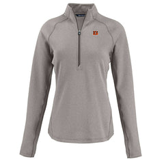 Cincinnati Bengals Cutter & Buck Women's Peshastin Eco Fleece Recycled Tri-Blend Raglan Half-Zip Jacket - Heather Gray cheap