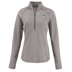 Miami Dolphins Cutter & Buck Women's Peshastin Eco Fleece Recycled Tri-Blend Raglan Half-Zip Jacket - Heather Gray online