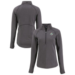 Miami Dolphins Cutter & Buck Women's Peshastin Eco Fleece Recycled Tri-Blend Raglan Half-Zip Jacket - Heather Black cheap