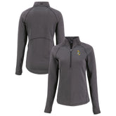 Green Bay Packers Cutter & Buck Women's Peshastin Eco Fleece Recycled Tri-Blend Raglan Half-Zip Jacket - Heather Black for sale