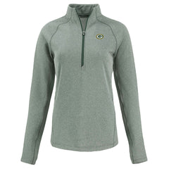 Green Bay Packers Cutter & Buck Women's Peshastin Eco Fleece Recycled Tri-Blend Raglan Half-Zip Jacket - Heather Green on sale