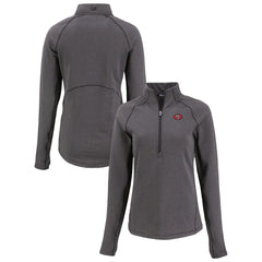 San Francisco 49ers Cutter & Buck Women's Peshastin Eco Fleece Recycled Tri-Blend Raglan Half-Zip Jacket - Heather Black for sale