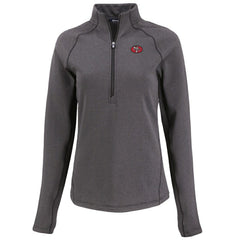San Francisco 49ers Cutter & Buck Women's Peshastin Eco Fleece Recycled Tri-Blend Raglan Half-Zip Jacket - Heather Black for sale