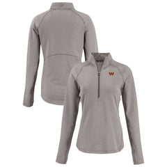 Washington Commanders Cutter & Buck Women's Peshastin Eco Fleece Recycled Tri-Blend Raglan Half-Zip Jacket - Heather Gray on sale