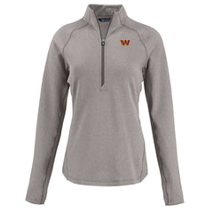 Washington Commanders Cutter & Buck Women's Peshastin Eco Fleece Recycled Tri-Blend Raglan Half-Zip Jacket - Heather Gray on sale