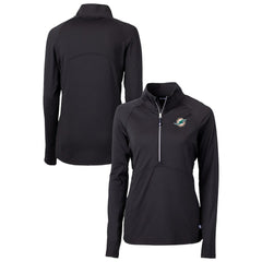 Miami Dolphins Cutter & Buck Women's DryTec Adapt Eco Knit Stretch Recycled Raglan Half-Zip Top - Black sale