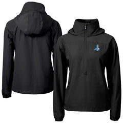 Detroit Lions Cutter & Buck Women's Charter Eco Recycled Half-Zip Hooded Anorak Jacket - Black sale