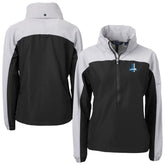 Detroit Lions Cutter & Buck Women's Charter Eco Recycled Half-Zip Hooded Anorak Jacket - Black sale