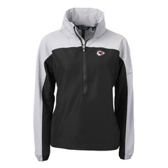 Kansas City Chiefs Cutter & Buck Women's Charter Eco Recycled Half-Zip Hooded Anorak Jacket - Black for sale
