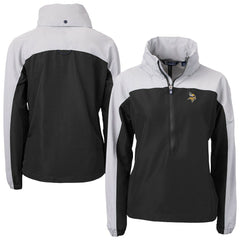 Minnesota Vikings Cutter & Buck Women's Charter Eco Recycled Half-Zip Hooded Anorak Jacket - Black cheap