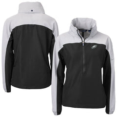 Philadelphia Eagles Cutter & Buck Women's Charter Eco Recycled Half-Zip Hooded Anorak Jacket - Black online