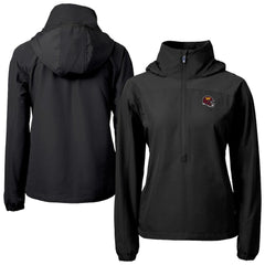 Washington Commanders Cutter & Buck Women's Charter Eco Recycled Half-Zip Hooded Anorak Jacket - Black sale