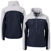 Washington Commanders Cutter & Buck Women's Charter Eco Recycled Half-Zip Hooded Anorak Jacket - Navy discount