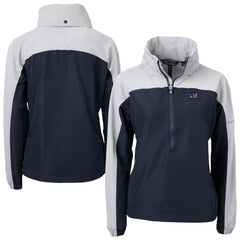 Washington Commanders Cutter & Buck Women's Charter Eco Recycled Half-Zip Hooded Anorak Jacket - Navy discount