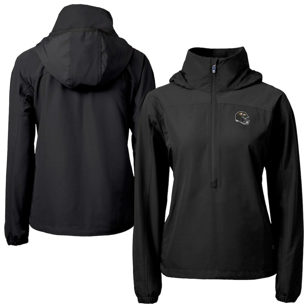 Baltimore Ravens Cutter & Buck Women's Charter Eco Recycled Half-Zip Hooded Anorak Jacket - Black online