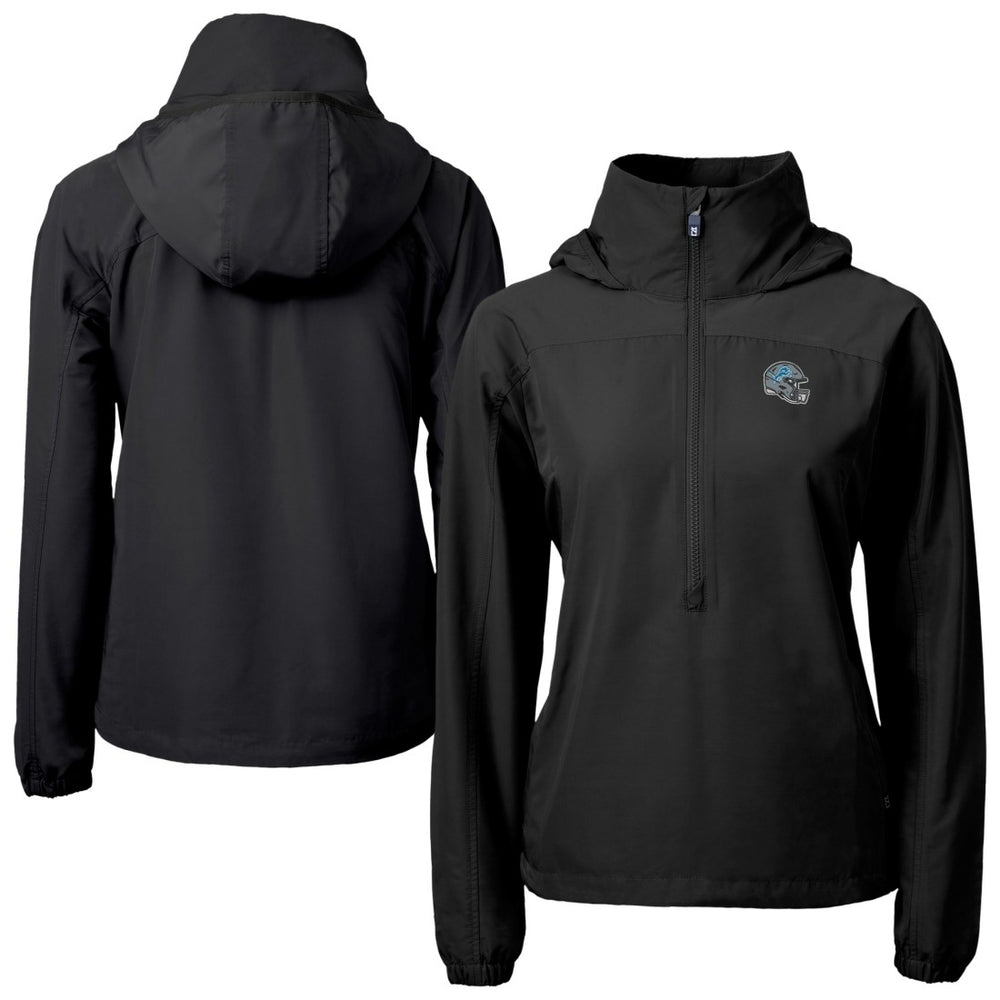 Detroit Lions Cutter & Buck Women's Charter Eco Recycled Half-Zip Hooded Anorak Jacket - Black on sale