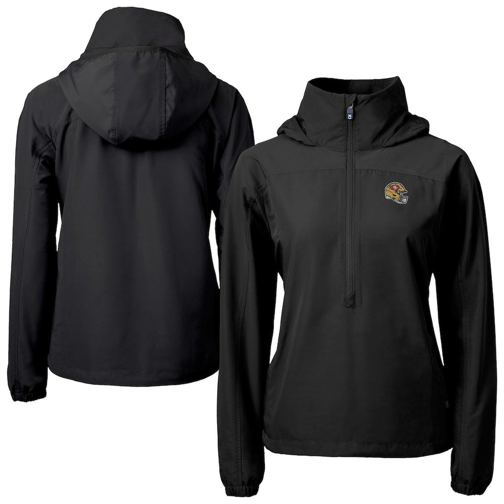 San Francisco 49ers Cutter & Buck Women's Charter Eco Recycled Half-Zip Hooded Anorak Jacket - Black outlet
