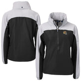 San Francisco 49ers Cutter & Buck Women's Charter Eco Recycled Half-Zip Hooded Anorak Jacket - Black for sale