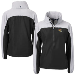 San Francisco 49ers Cutter & Buck Women's Charter Eco Recycled Half-Zip Hooded Anorak Jacket - Black for sale