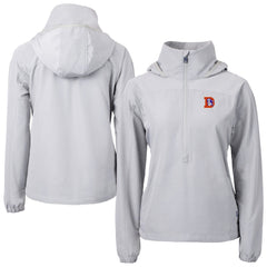 Denver Broncos Cutter & Buck Women's Charter Eco Recycled Half-Zip Hooded Anorak Jacket - Gray cheap