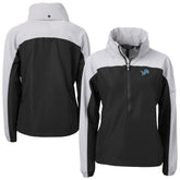 Detroit Lions Cutter & Buck Women's Charter Eco Recycled Half-Zip Hooded Anorak Jacket - Black on sale