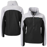 Carolina Panthers Cutter & Buck Women's Charter Eco Recycled Half-Zip Hooded Anorak Jacket - Black cheap