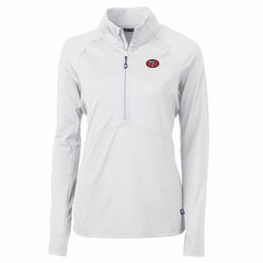 San Francisco 49ers Cutter & Buck Women's Adapt Eco Knit Stretch Recycled Raglan Half-Zip Top - White for sale