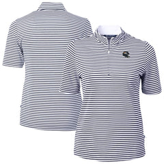 Denver Broncos Cutter & Buck Women's Virtue Eco Pique Stripe Recycled Quarter-Zip Top - Navy outlet