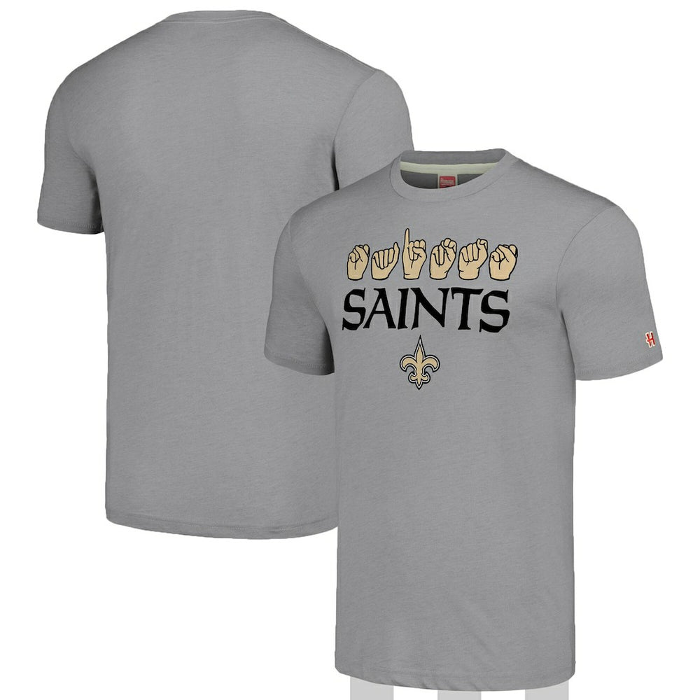 New Orleans Saints Homage Unisex The NFL ASL Collection by Love Sign American Sign Language T-Shirt - Grey cheap