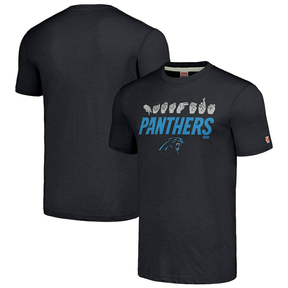 Carolina Panthers Homage Unisex The NFL ASL Collection by Love Sign American Sign Language T-Shirt - Charcoal outlet
