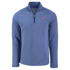 Atlanta Braves Cutter & Buck Peshastin Eco Fleece Recycled Raglan Quarter-Zip Top - Heather Blue