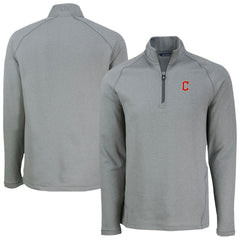 Cleveland Guardians Cutter & Buck Peshastin Eco Fleece Recycled Raglan Quarter-Zip Top - Heather Gray