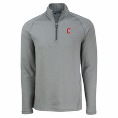 Cleveland Guardians Cutter & Buck Peshastin Eco Fleece Recycled Raglan Quarter-Zip Top - Heather Gray
