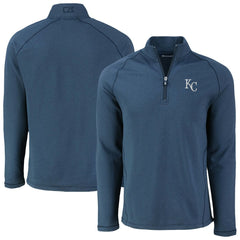 Kansas City Royals Cutter & Buck Peshastin Eco Fleece Recycled Raglan Quarter-Zip Top - Heather Navy