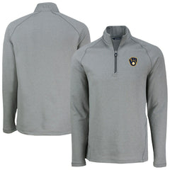 Milwaukee Brewers Cutter & Buck Peshastin Eco Fleece Recycled Raglan Quarter-Zip Top - Heather Gray