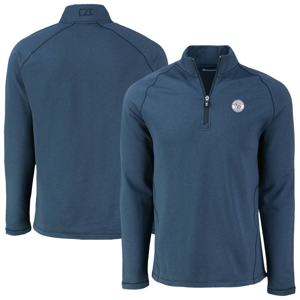 Milwaukee Brewers Cutter & Buck Peshastin Eco Fleece Recycled Raglan Quarter-Zip Top - Heather Navy