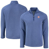 New York Yankees Cutter & Buck Peshastin Eco Fleece Recycled Raglan Quarter-Zip Top - Heather Blue