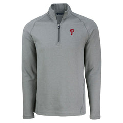Philadelphia Phillies Cutter & Buck Peshastin Eco Fleece Recycled Raglan Quarter-Zip Top - Heather Gray