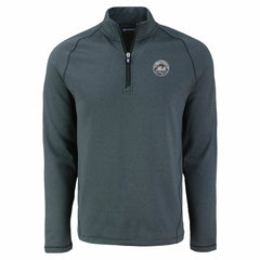New York Mets Cutter & Buck Peshastin Eco Fleece Recycled Raglan Quarter-Zip Top - Heather Black