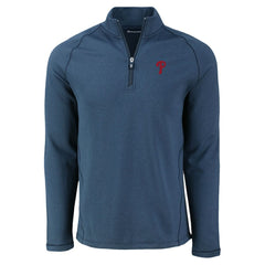 Philadelphia Phillies Cutter & Buck Peshastin Eco Fleece Recycled Raglan Quarter-Zip Top - Heather Navy