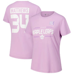 Auston Matthews Toronto Maple Leafs Levelwear Women's Hockey Fights Cancer Anthem Name & Number T-Shirt Lavender
