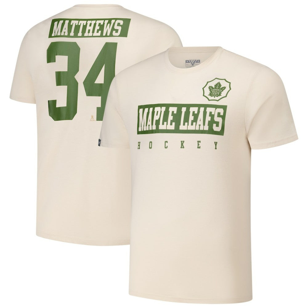 Auston Matthews Toronto Maple Leafs Levelwear 2024 NHL Military Appreciation Richmond Delta Player Name & Number T-Shirt Khaki