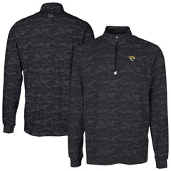 Jacksonville Jaguars Cutter & Buck Traverse Camo Print Stretch Quarter-Zip Top - Black on sale