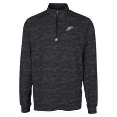 Philadelphia Eagles Cutter & Buck Traverse Camo Print Stretch Quarter-Zip Top - Black sale